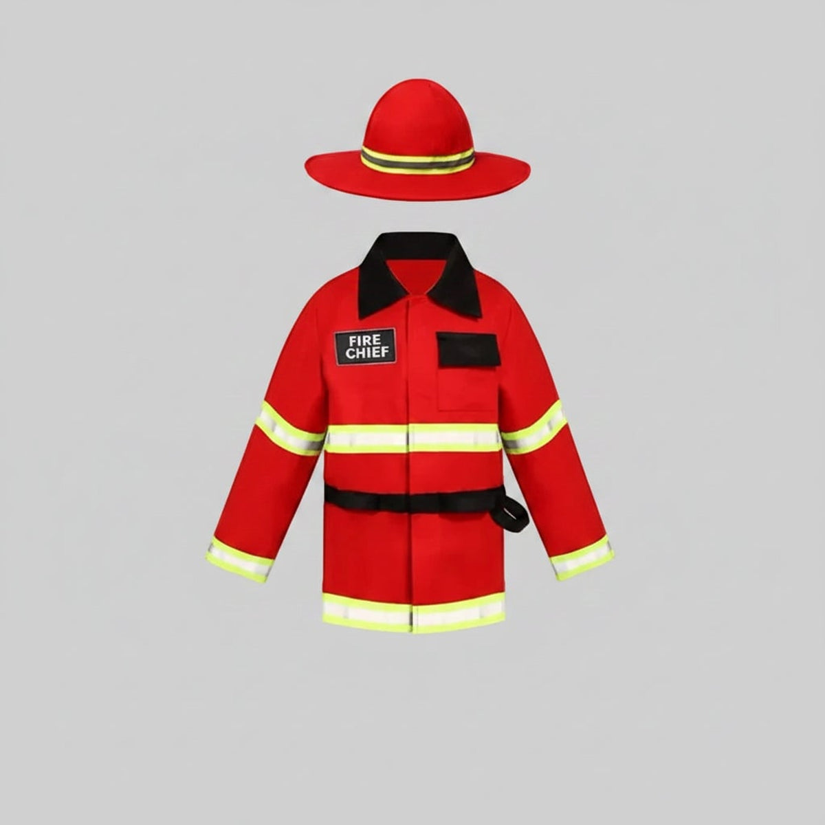 Boys' Halloween Firefighter Costume With Fire Chief Badge And Reflective Stripes - Image 1