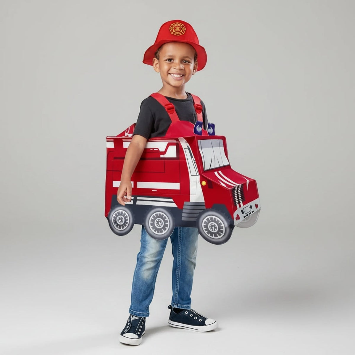 Boys' Halloween Firefighter Costume With Fire Chief Badge And Reflective Stripes - Image 4