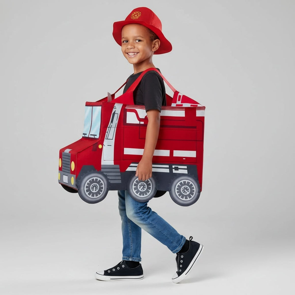 Boys' Halloween Firefighter Costume With Fire Chief Badge And Reflective Stripes - Image 7