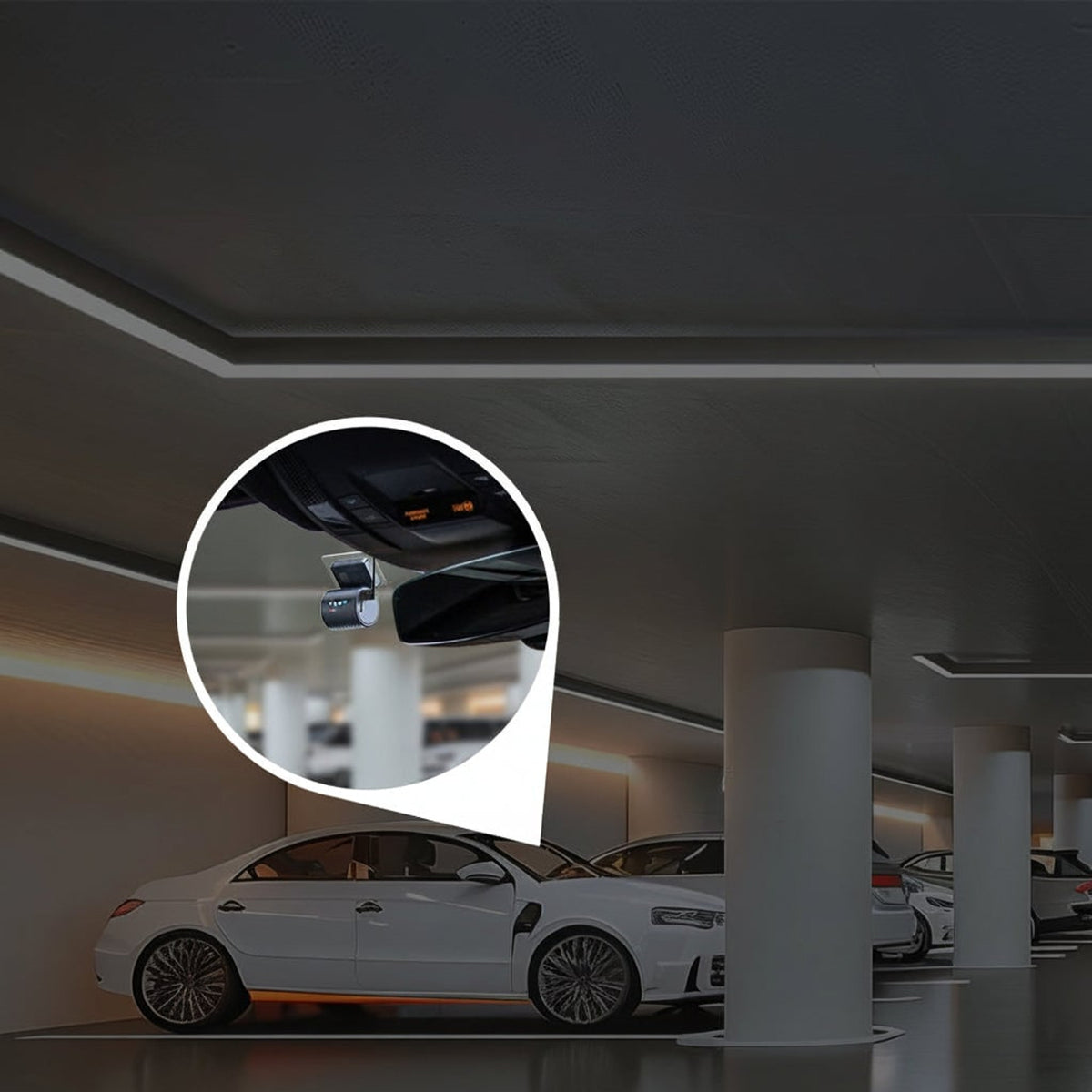 Car Dash Cam Compact Cylindrical Unit Orange Button And Indicator Lights For Windshield Mount - Image 3
