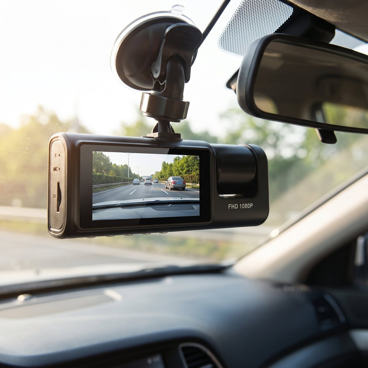 Car Dash Cam Auto Suction Cup Mount Dual Lens Night Vision Plastic Compact - Image 1