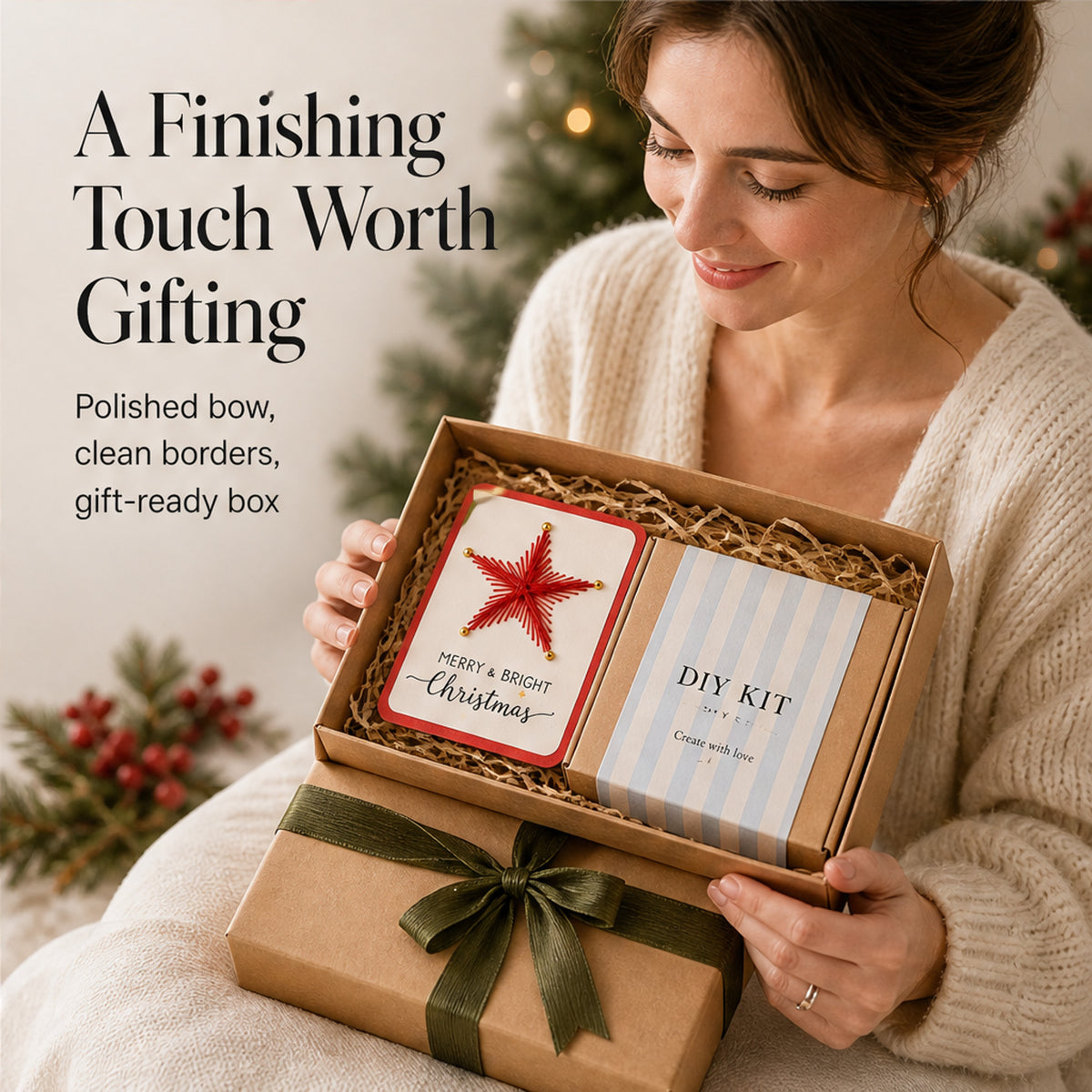 Christmas Embroidery Card Kit Beginner-Friendly Diy Stitching Kit With 6 Pre-Punched Holiday Designs - Image 7