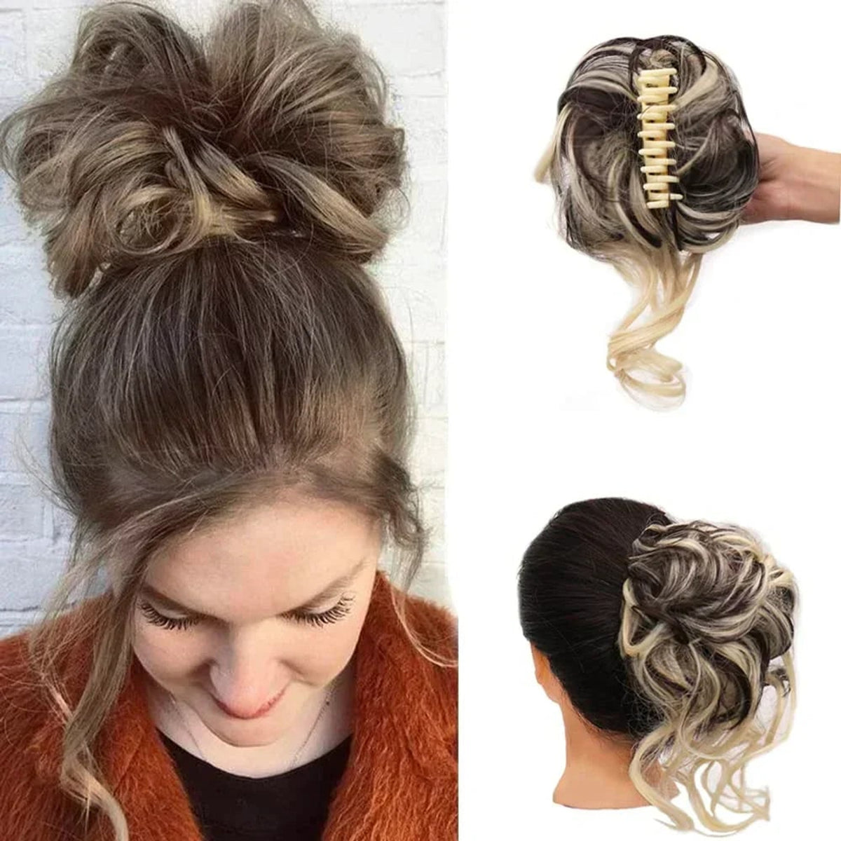 Clip In Hair Bun For Natural Curly Volume With Secure Clip Attachment - Image 3