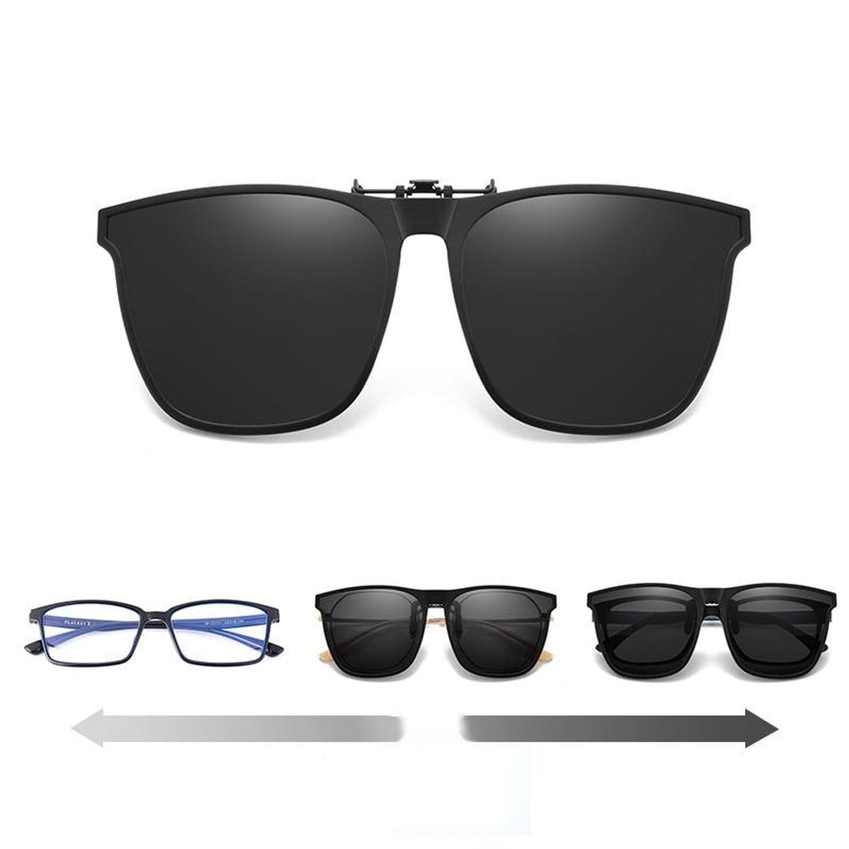 Clip On Sunglasses Flip Up Polarized Rectangular For Prescription Glasses - Image 4