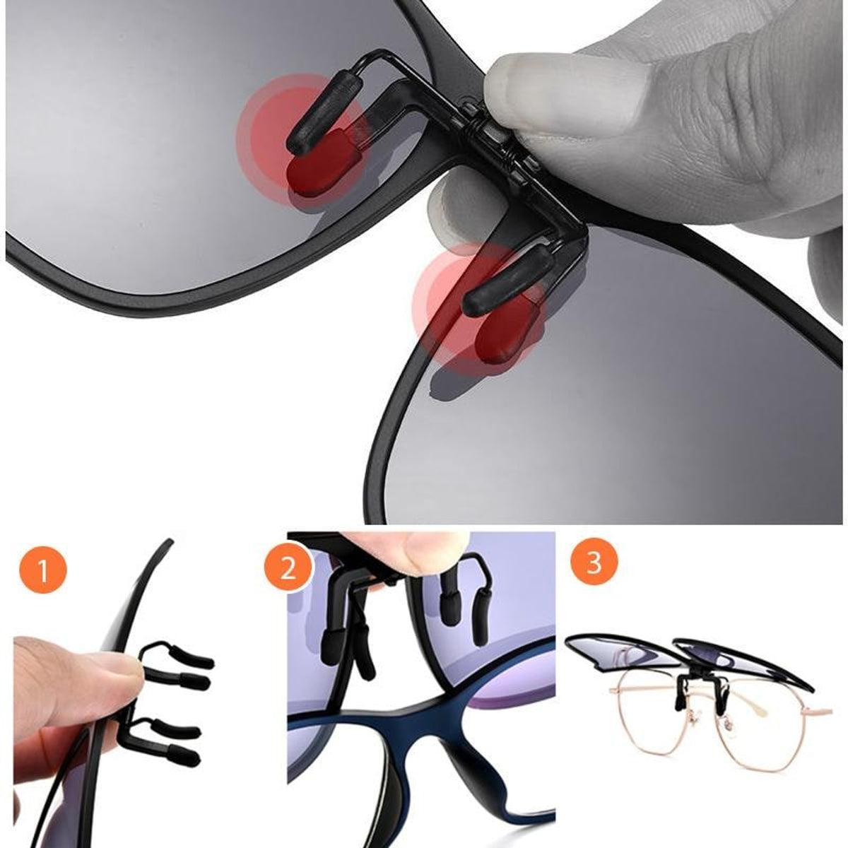 Clip On Sunglasses Flip Up Polarized Rectangular For Prescription Glasses - Image 9