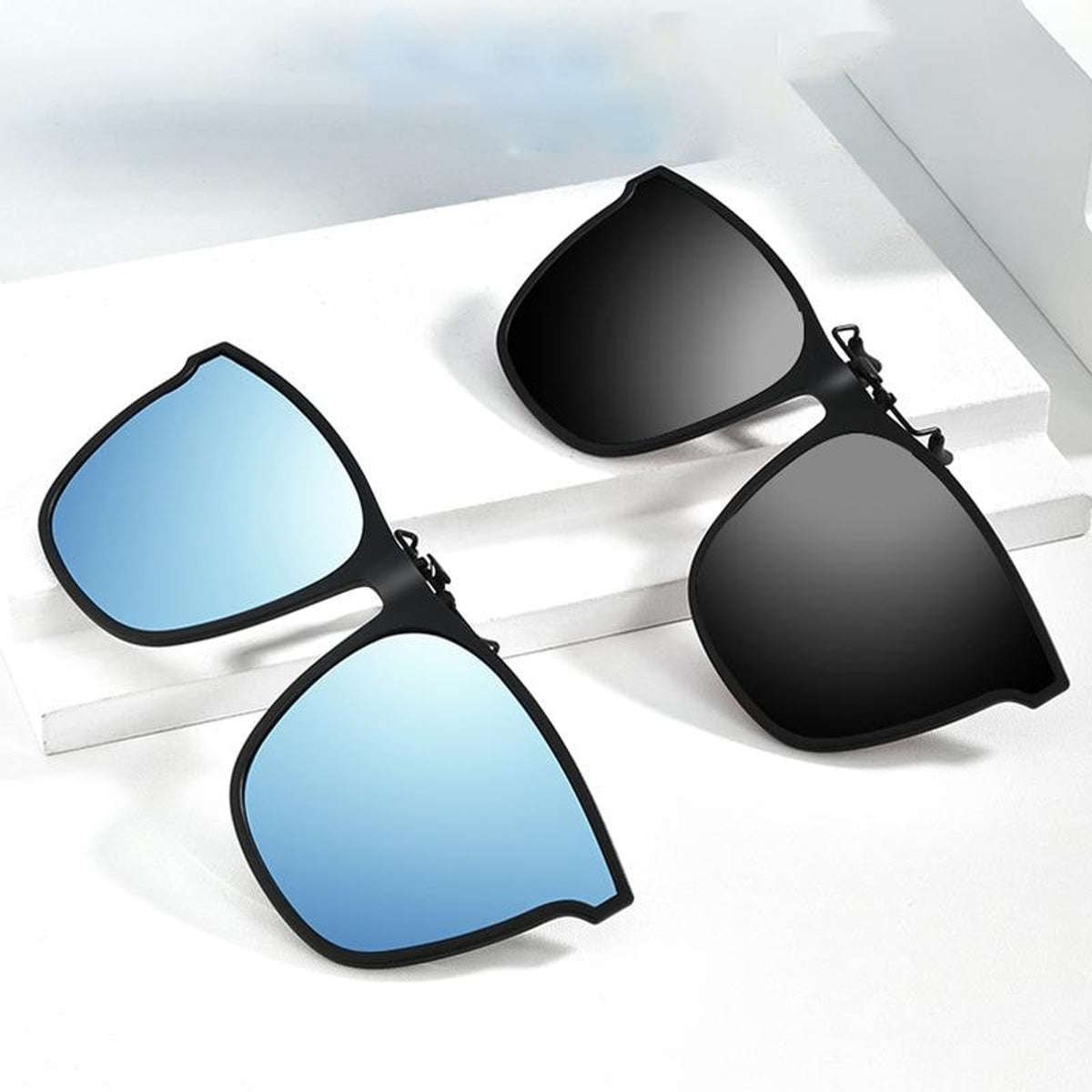 Clip On Sunglasses Flip Up Polarized Rectangular For Prescription Glasses - Image 10