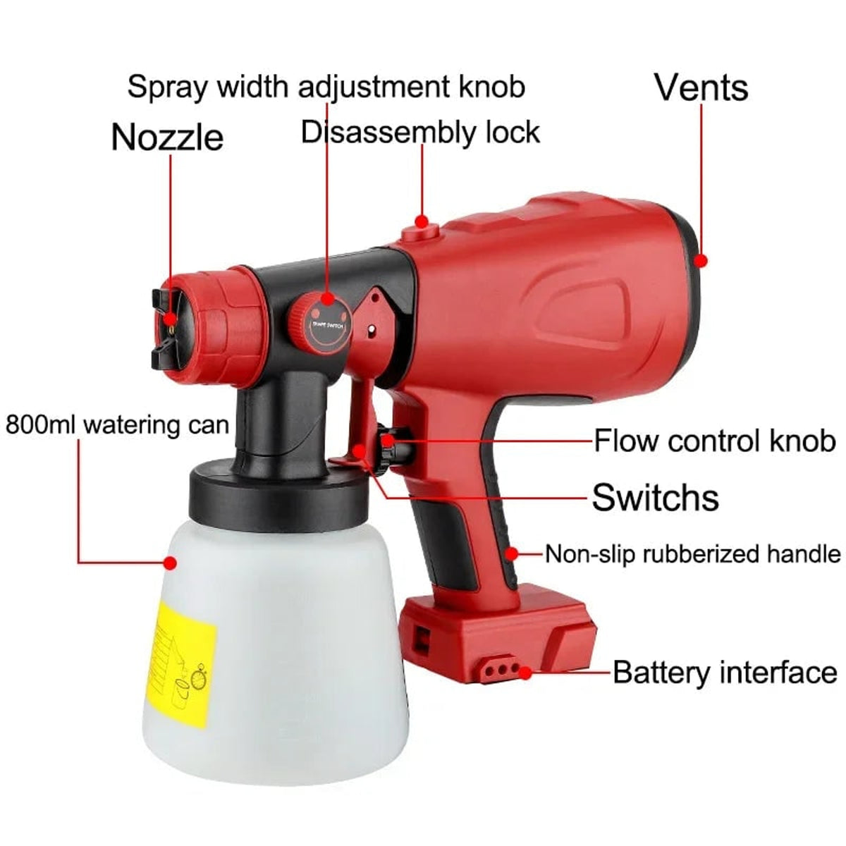 Cordless Paint Sprayer With Portable Adjustable Spray Patterns And Detachable Translucent Container For Smooth Professional Results - Image 4