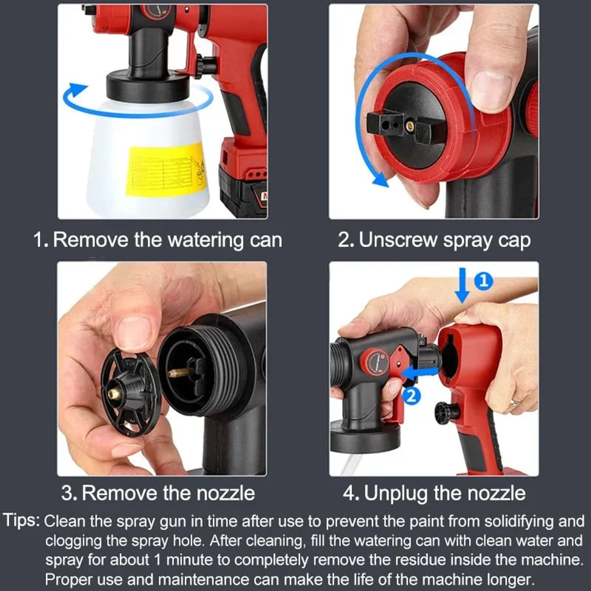Cordless Paint Sprayer With Portable Adjustable Spray Patterns And Detachable Translucent Container For Smooth Professional Results - Image 5