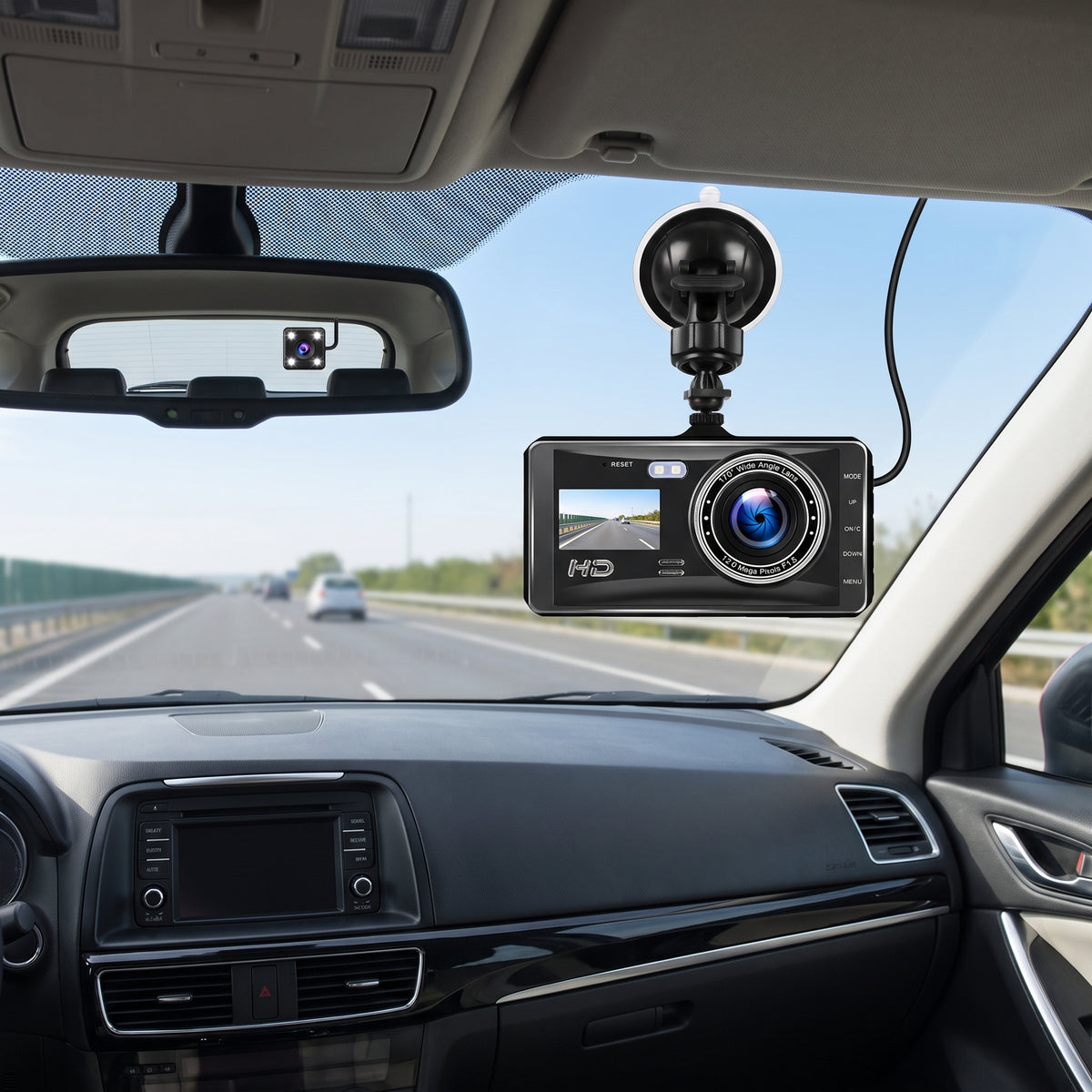 Dash Cam Dual System 1080p Car Camera With Rear View And Touch Screen Display - hero