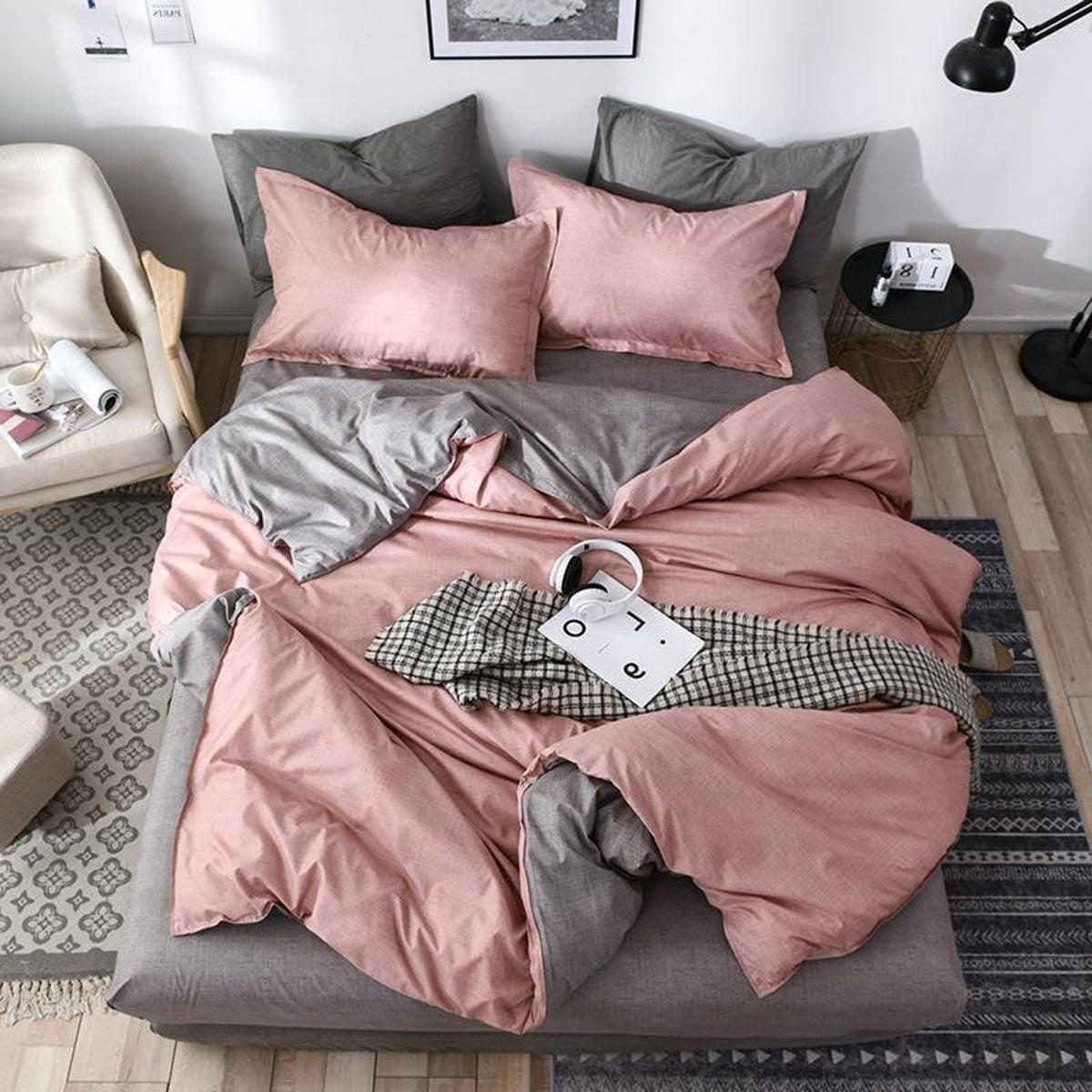 Duvet Cover Set Reversible Gradient Star Pattern Microfiber - Image 4