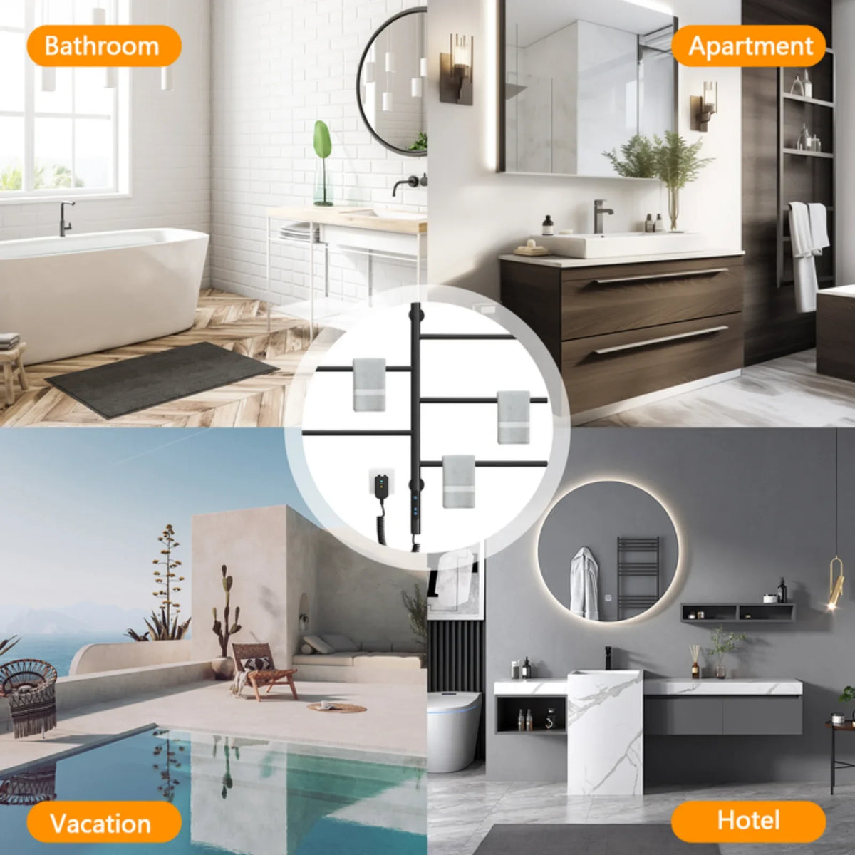 Electric Heated Towel Rack Wall Mounted Stainless Steel With Digital Control And IPX4 Water Resistance - Image 6