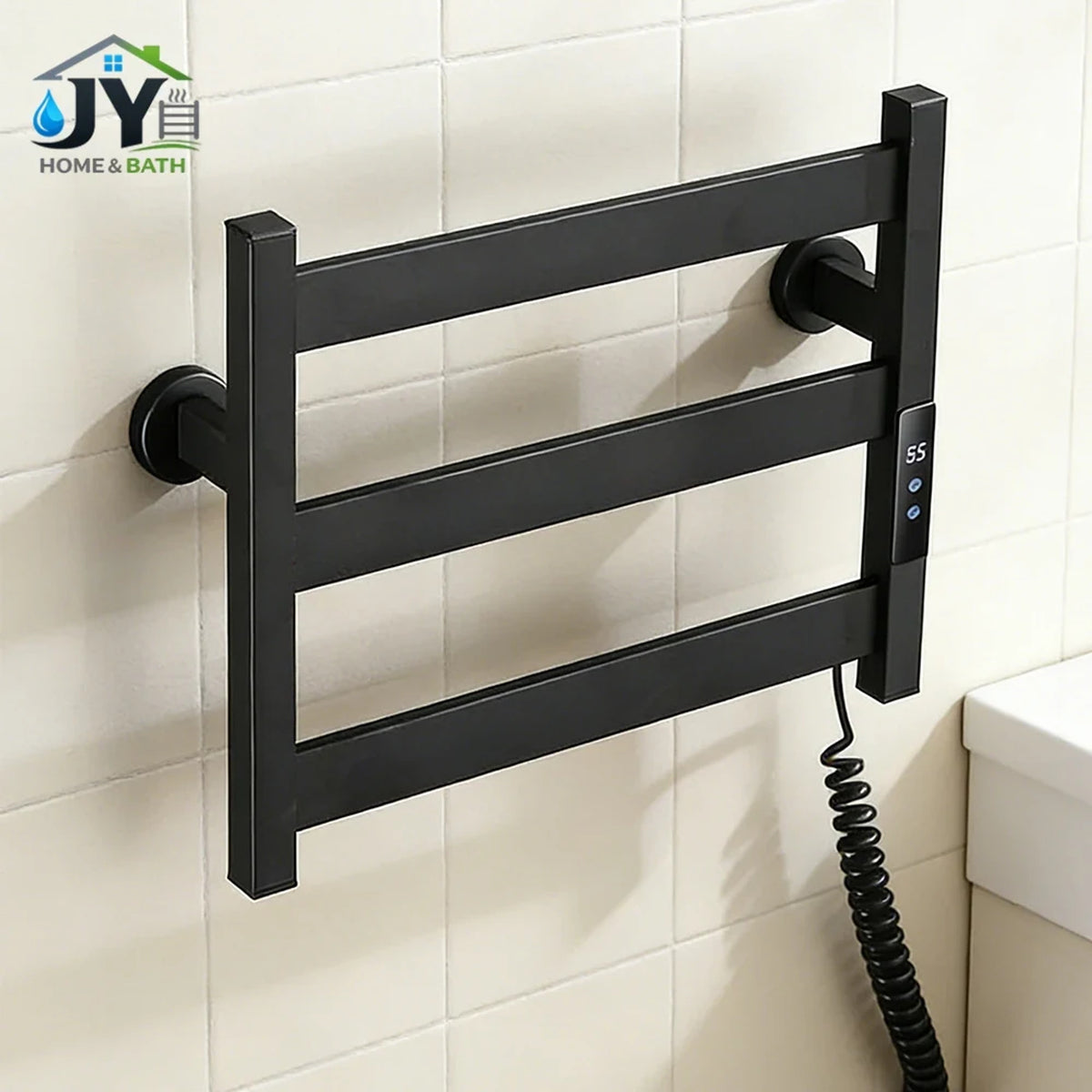Electric Heated Towel Rack With 3 Bars Compact Warmer Featuring Multi-Level Temperature Control And Digital Display For Precise Heating - Image 1