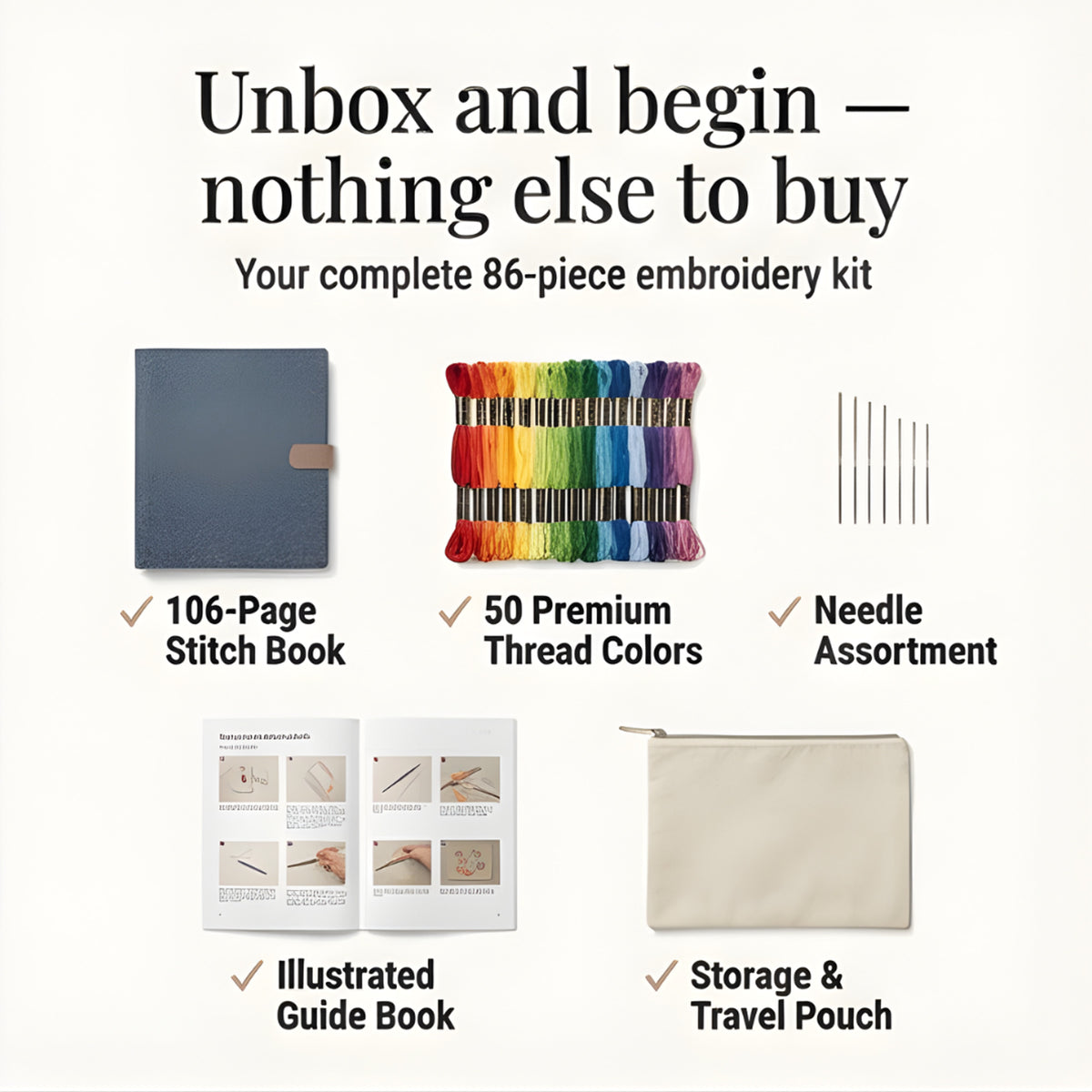 Embroidery Book Set With 106 Stitches And Removable Linen Practice Pages - Image 3