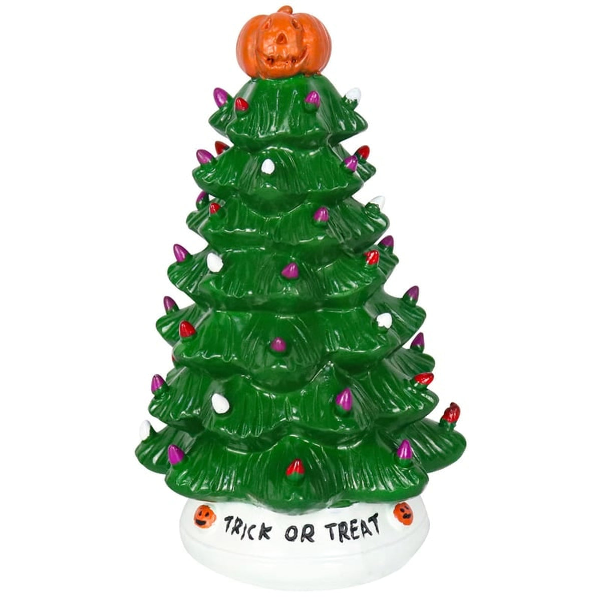 Halloween Christmas Tree Lighted Ceramic Tabletop With Jack-o-lantern Topper And Multi-colored Lights - Image 2