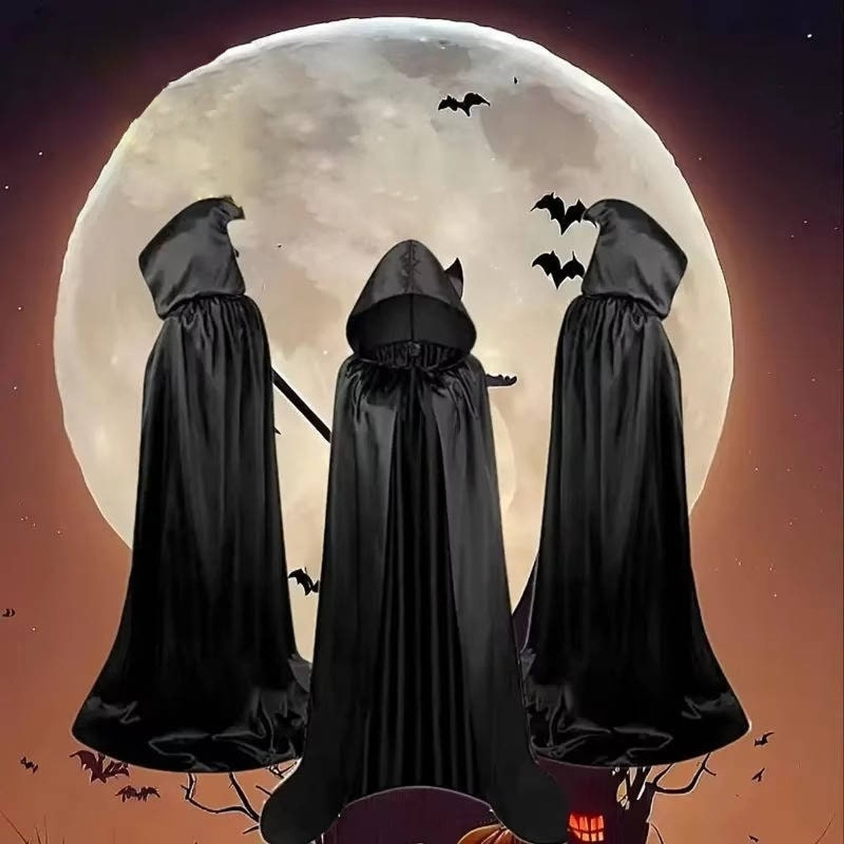 Halloween Costume Cape Hooded Cloak Full-Length For Adults Horror Themed - Image 6