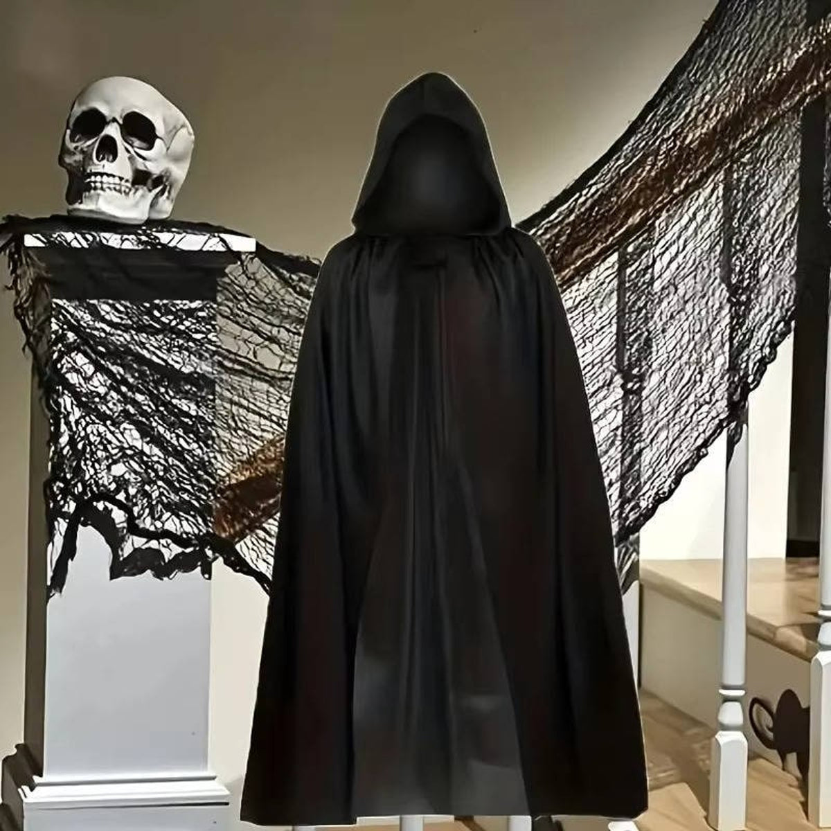 Halloween Costume Cape Hooded Cloak Full-Length For Adults Horror Themed - Image 3