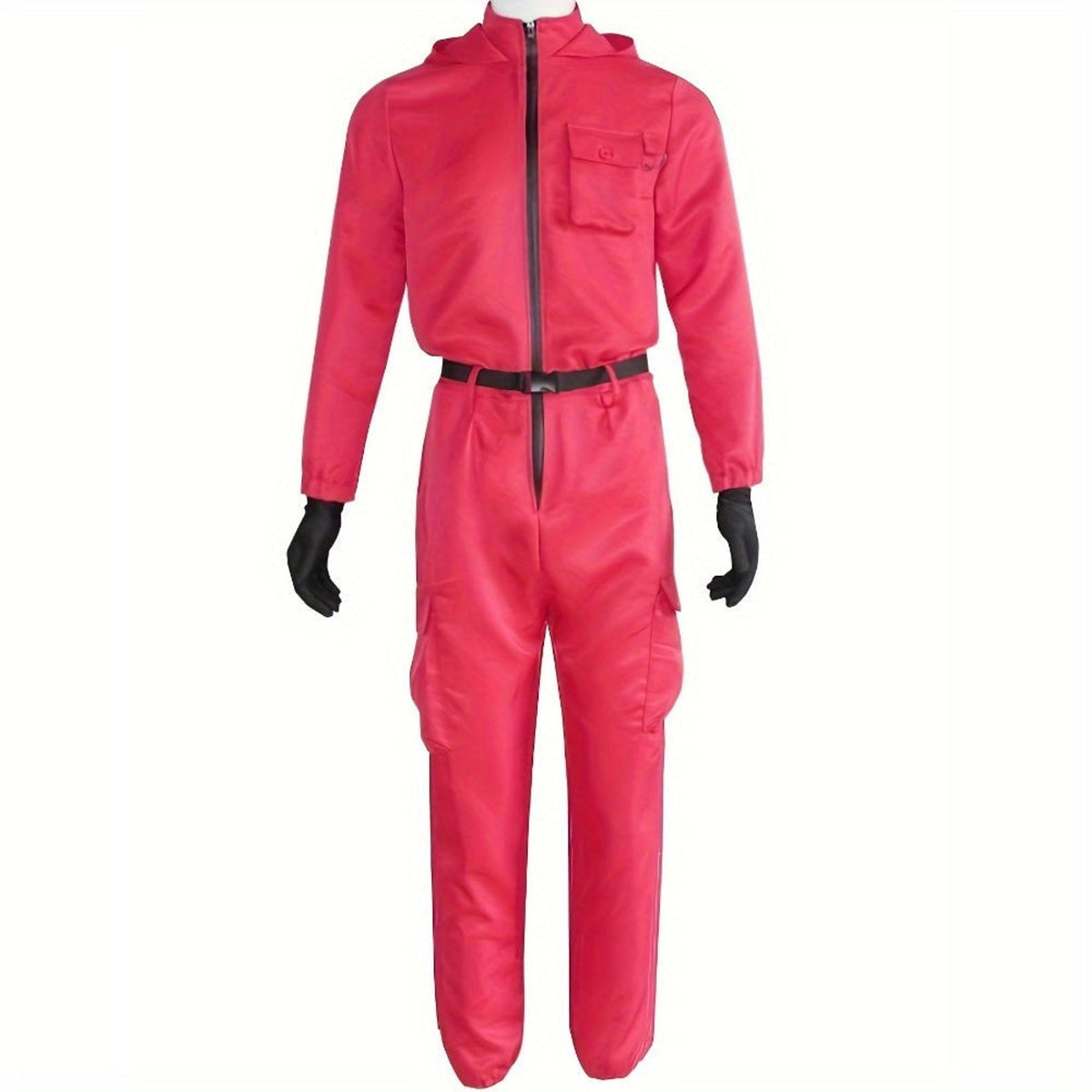 Halloween Costume Jumpsuit Hooded Front-zip Full Body With Belt And Gloves - Image 4