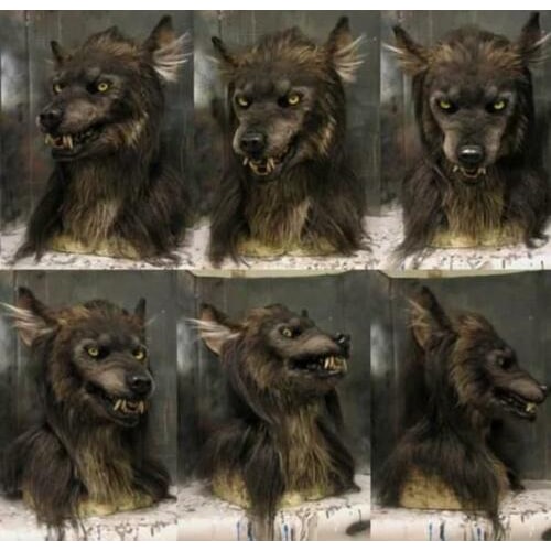 Halloween Costume Mask Werewolf Realistic Full Head With Fur And Yellow Eyes - Image 2