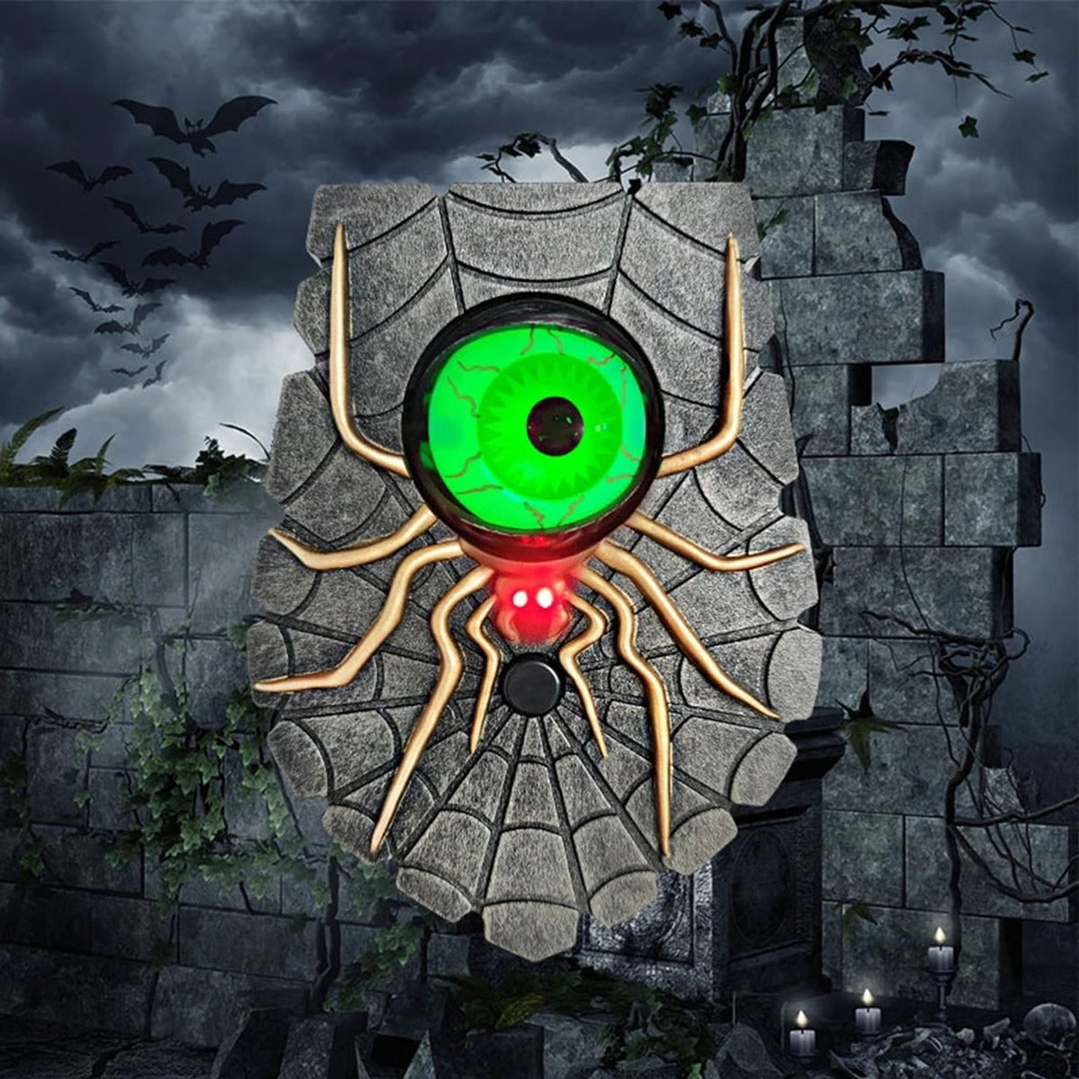 Halloween Decoration Halloween Spider Doorbell Decoration With Illuminated Blinking Eye And Battery-Powered Operation - Image 10