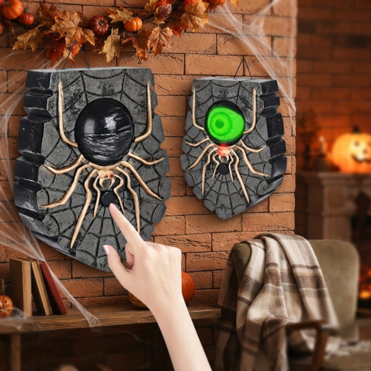 Halloween Decoration Halloween Spider Doorbell Decoration With Illuminated Blinking Eye And Battery-Powered Operation - Image 3