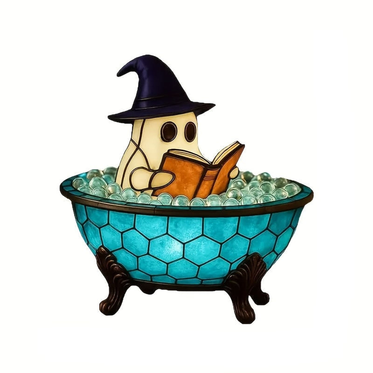 Halloween Ghost Figurine Night Light With Integrated Internal Lighting And Stained-Glass-Style Visual Effect For Decor - Image 6