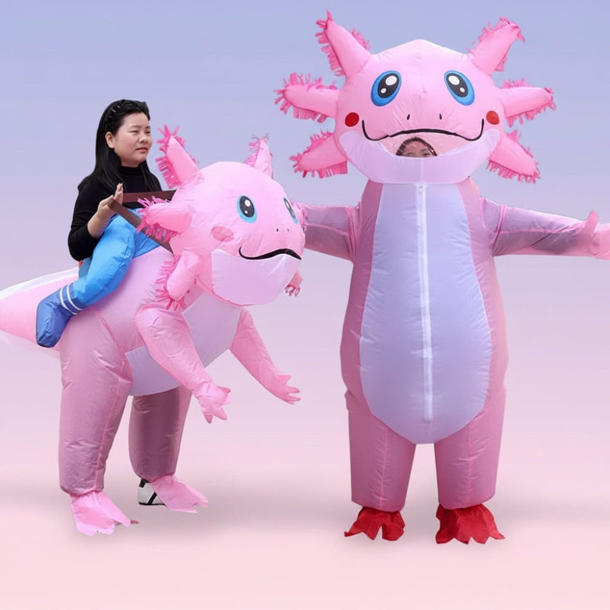 Halloween Inflatable Costume Axolotl With Battery-Operated Fan And Clear Face Window For Instant Party Fun - Image 1