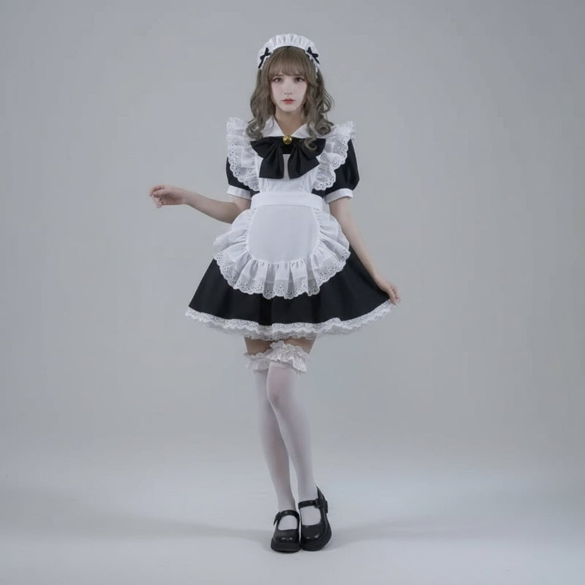 Halloween Maid Costume Women's French Dress With Apron And Puff Sleeves For Plus Size Party - Image 11