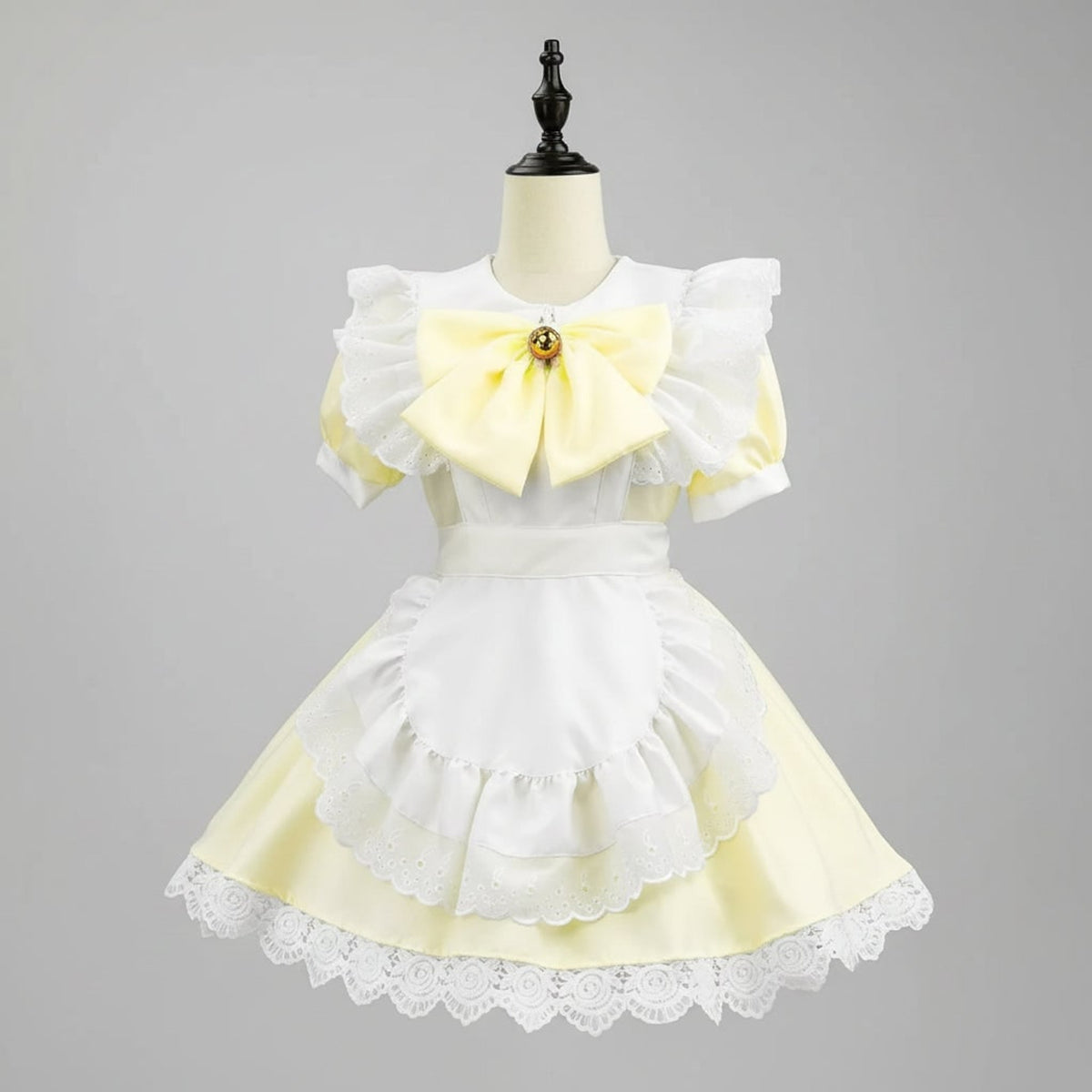 Halloween Maid Costume Women's French Dress With Apron And Puff Sleeves For Plus Size Party - Image 3