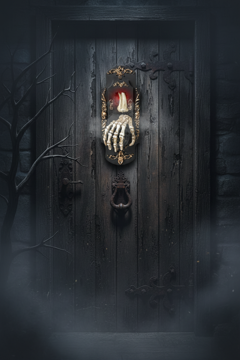 Halloween Prop Doorbell Decoration With Skeleton Hand And Glowing Candle - Image 7