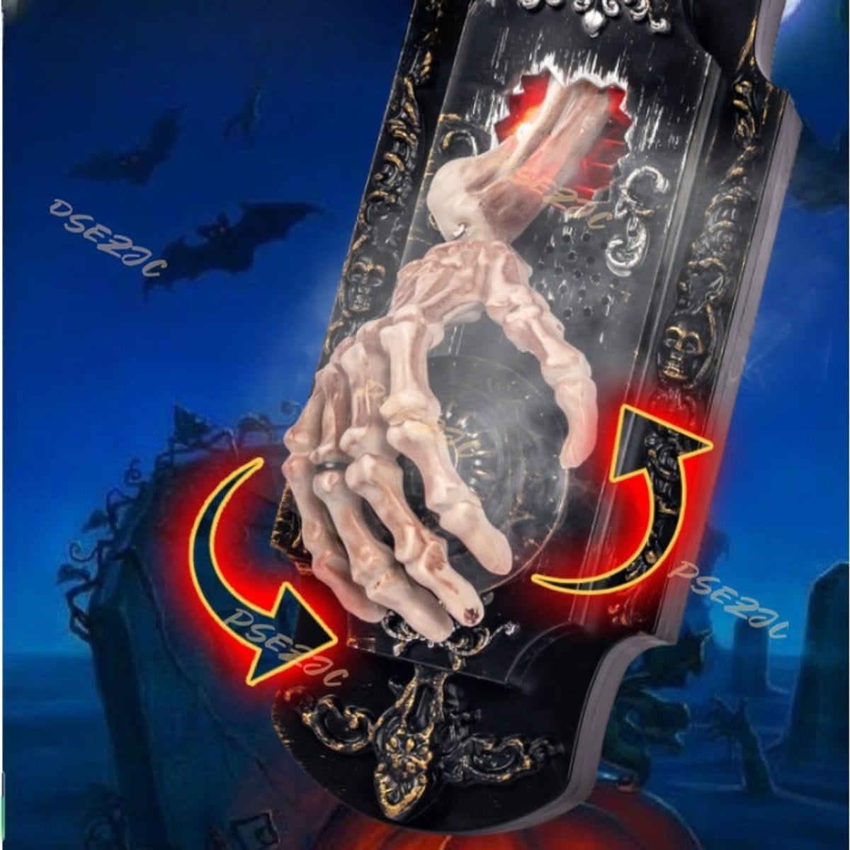 Halloween Prop Doorbell Decoration With Skeleton Hand And Glowing Candle - Image 5