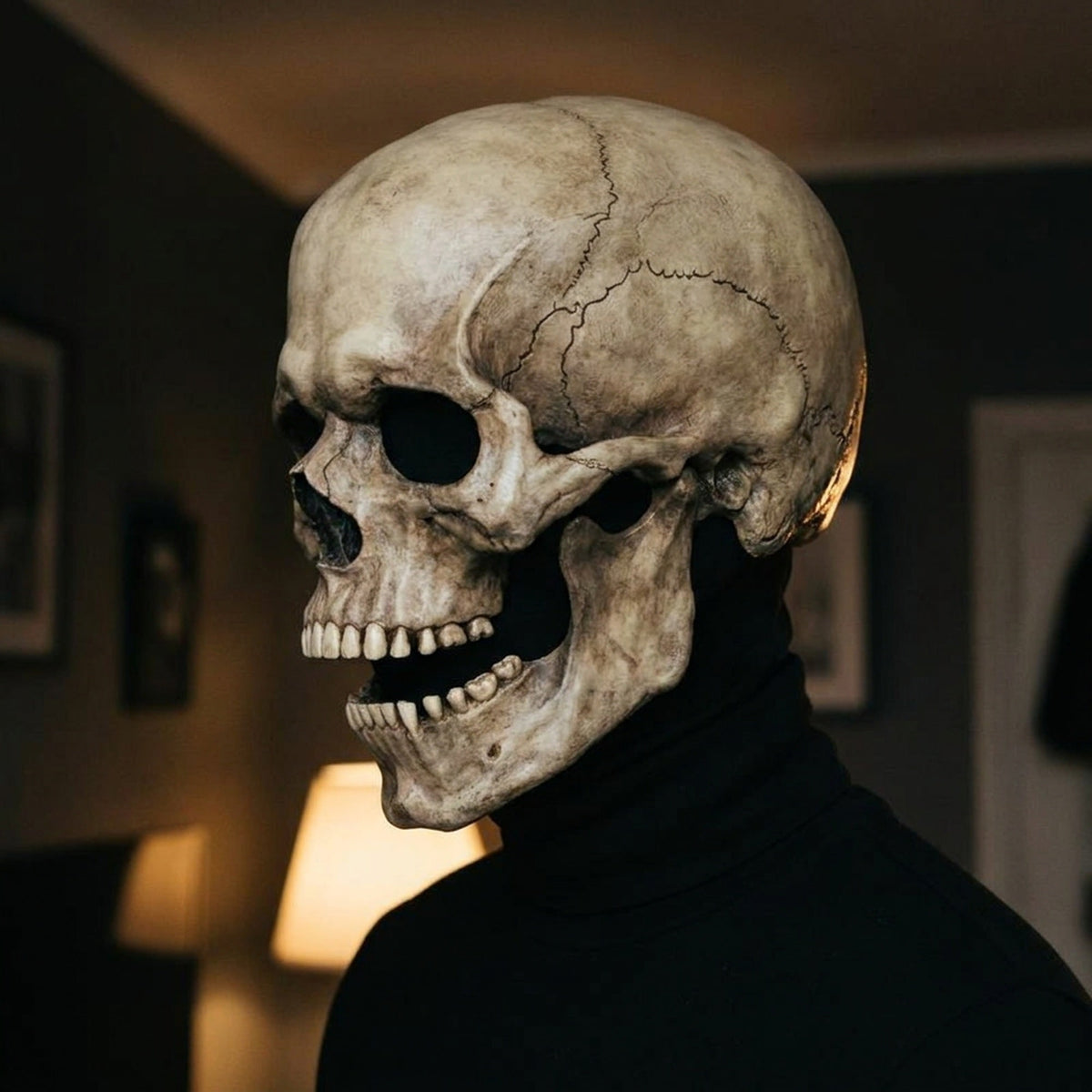 Halloween Skull Mask Realistic Full Head Skeleton With Movable Jaw And Soft Latex - Image 7