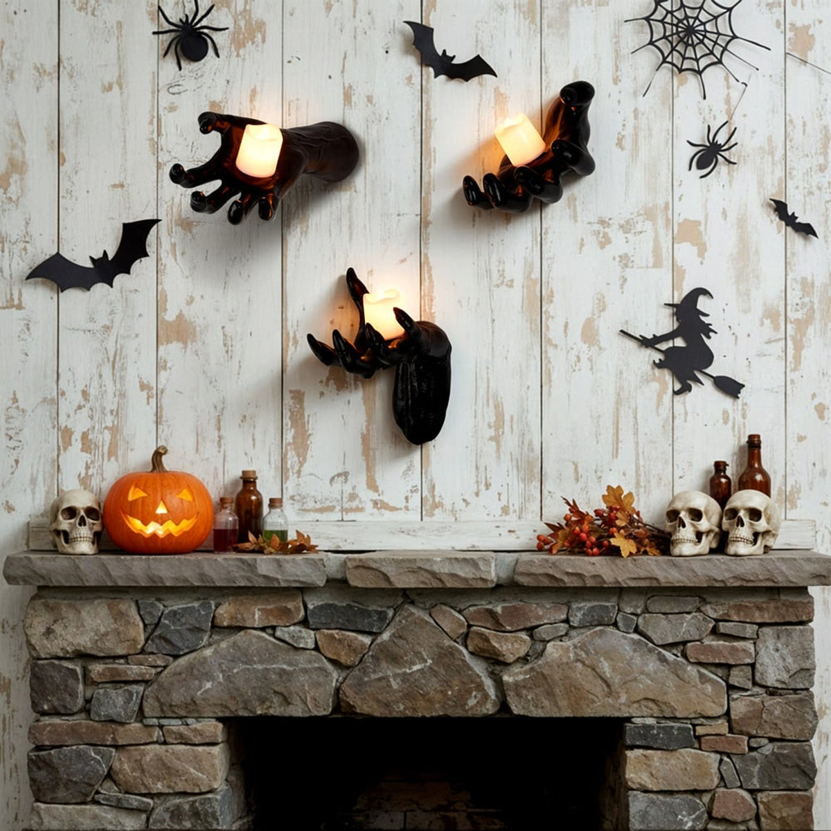 Halloween Wall Decoration Reaching Hand With Warm LED Candle Set For Decor - Image 2