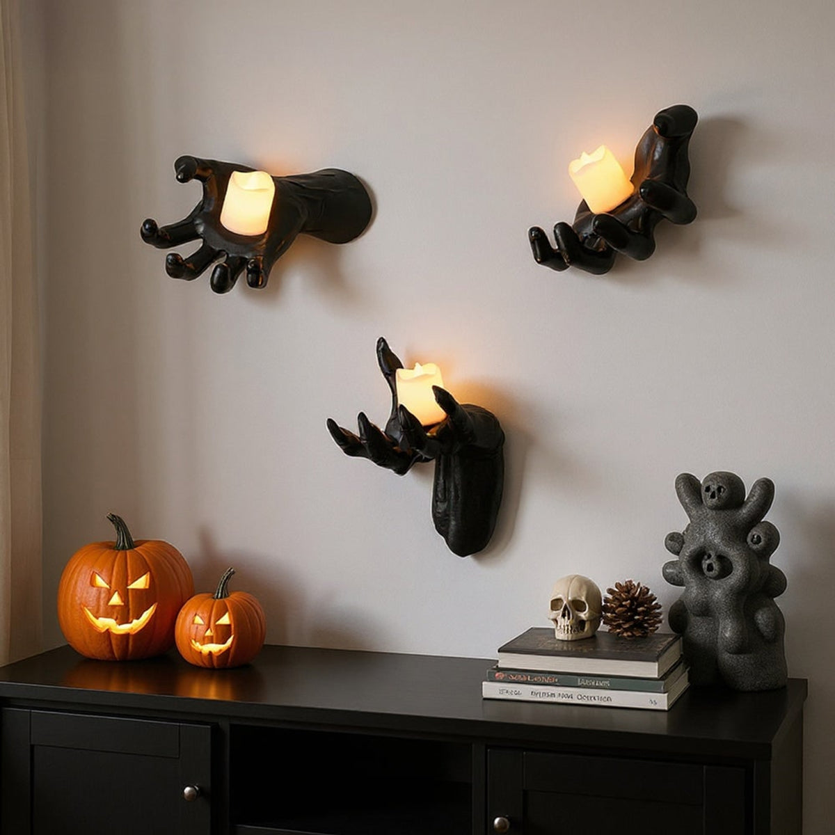 Halloween Wall Decoration Reaching Hand With Warm LED Candle Set For Decor - Image 7