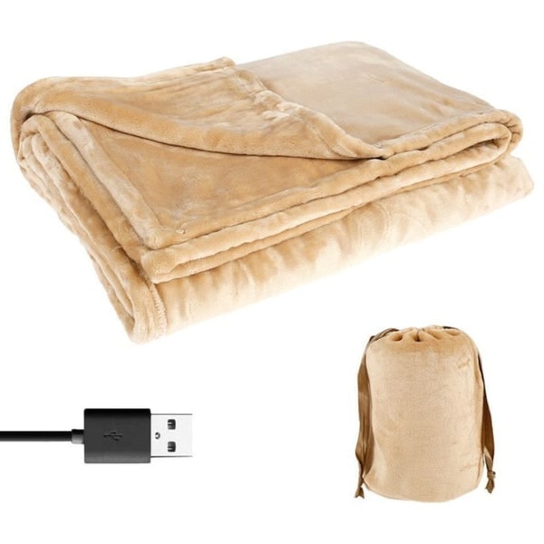 Heated Blanket Throw Fleece Foldable With Drawstring Pouch - Image 2