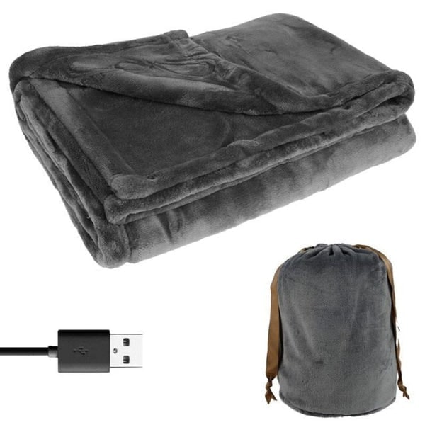 Heated Blanket Throw Fleece Foldable With Drawstring Pouch - Image 3
