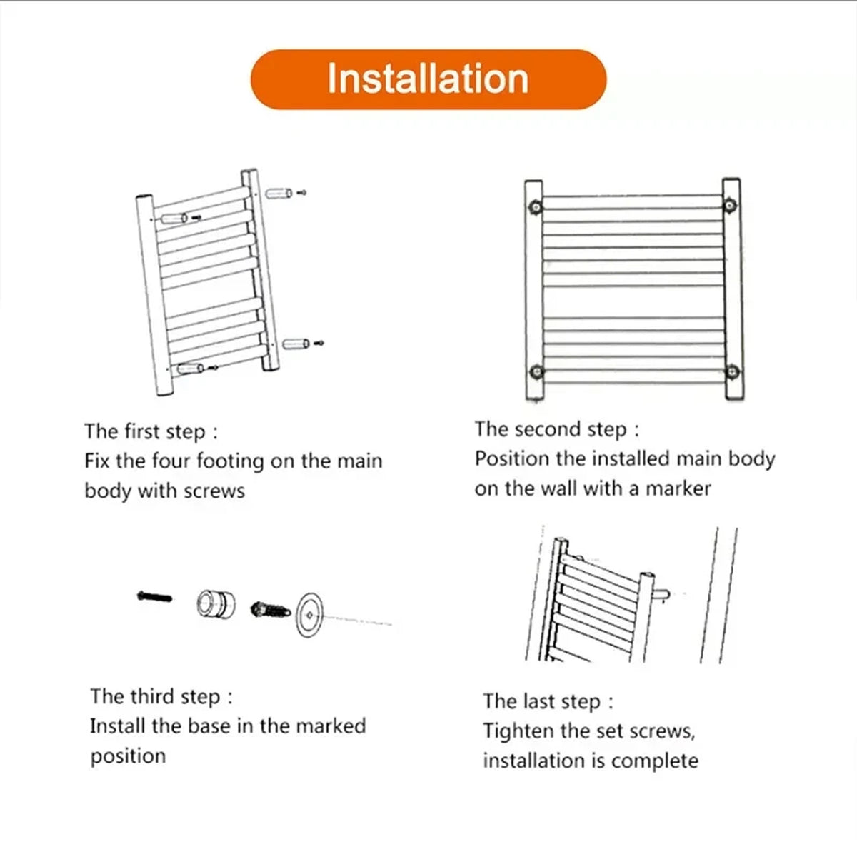 Heated Towel Rail Wall Mounted Electric Warmer With Top Storage Shelf And 5 Hooks Fast Heating - Image 4