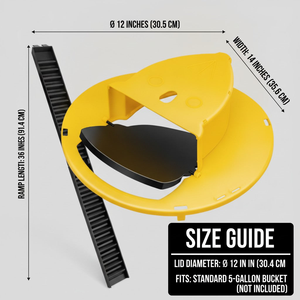 bucket mouse trap lid dimensions and size guide
