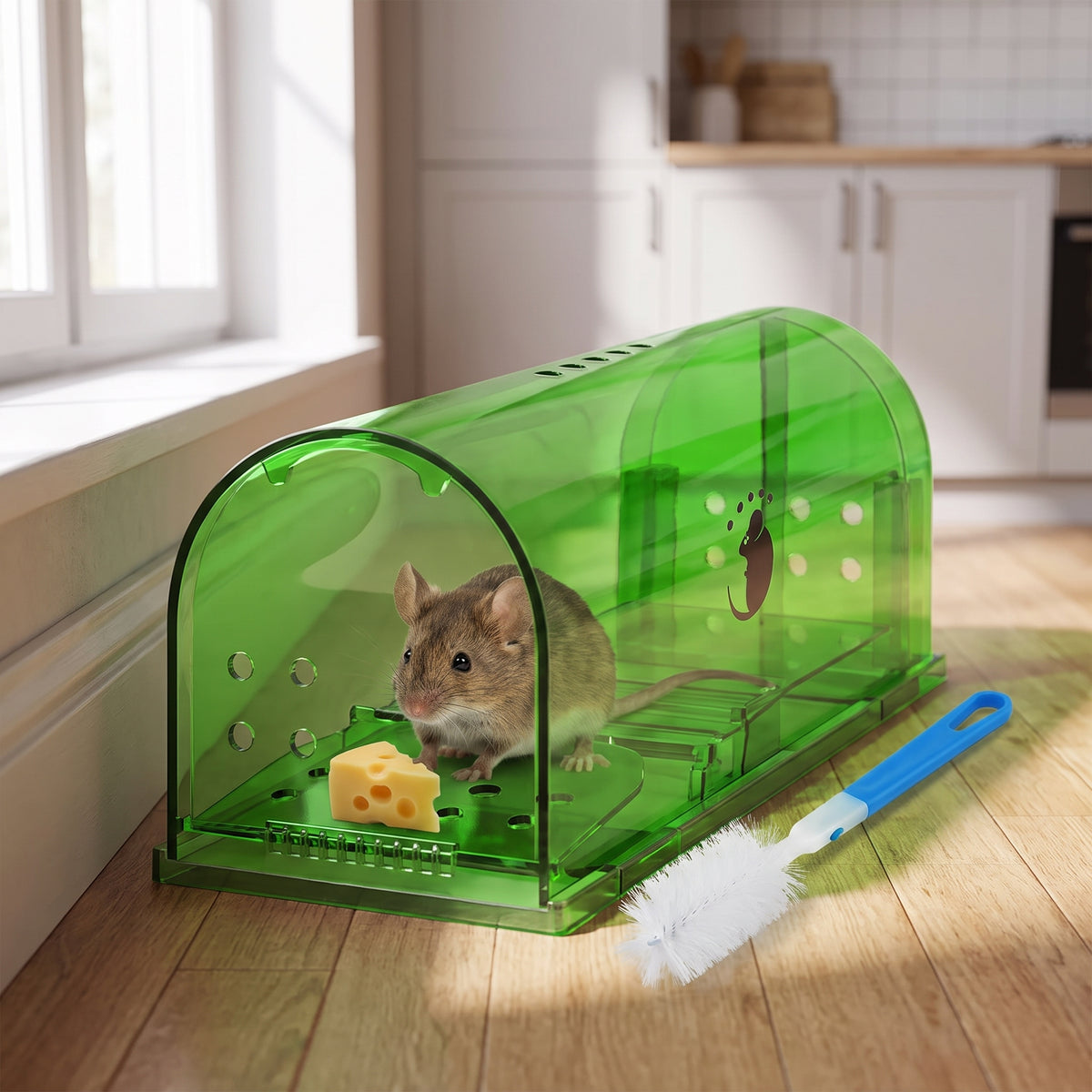 Humane Mouse Trap Live Catch Release Reusable Rodent 4 Pack Green Plastic - hero