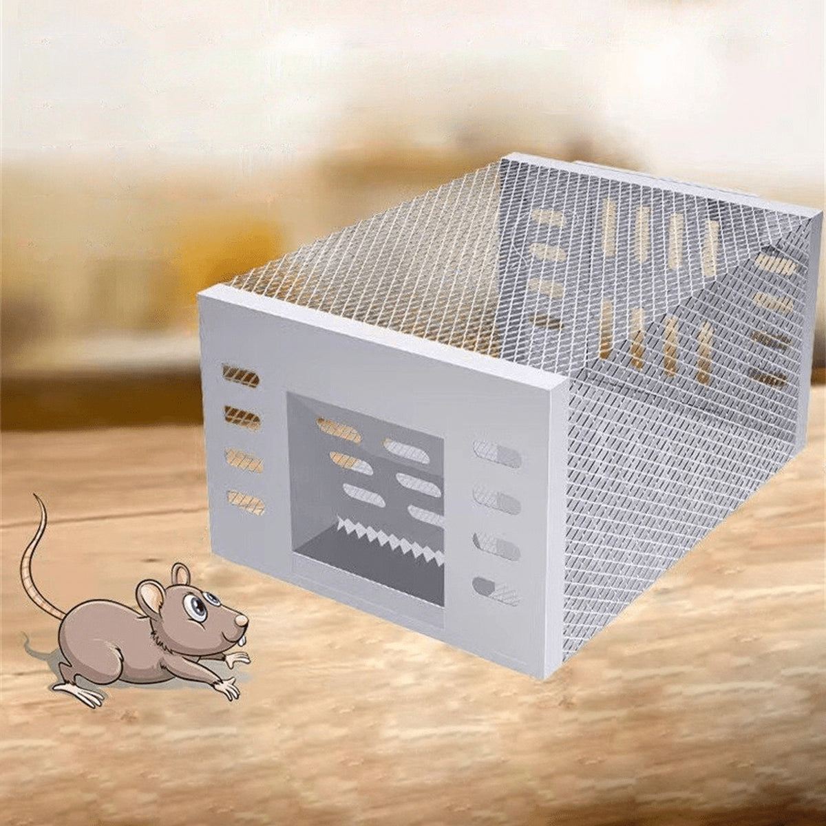 Humane Mouse Trap Live Reusable Catch Multi Cage Silver Mesh White Panels - Image 1