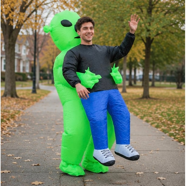 Inflatable Alien Costume For Halloween Full Body Green Suit With Carrying Illusion - Image 11