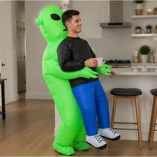 Inflatable Alien Costume For Halloween Full Body Green Suit With Carrying Illusion - Image 12