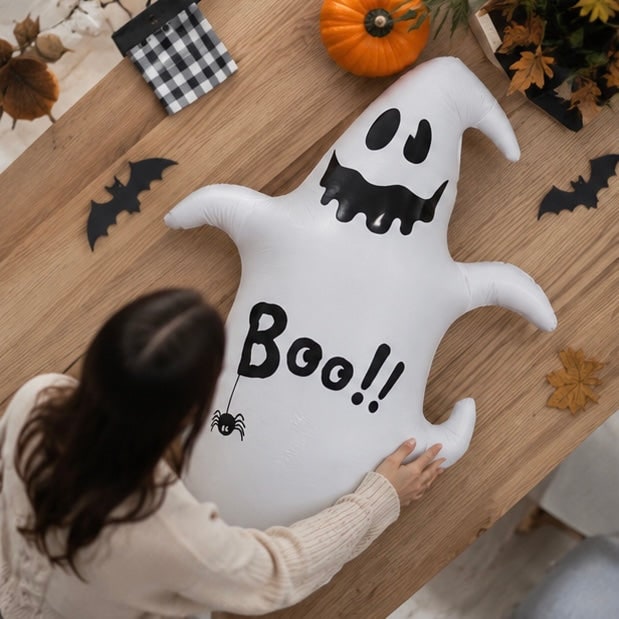 Inflatable Halloween Decoration Stacked Pumpkins With Witch Hat Orange Black Yellow Stars Outdoor Yard - Image 6