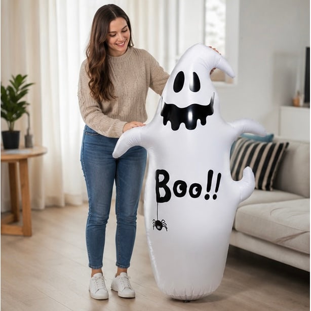 Inflatable Halloween Decoration Stacked Pumpkins With Witch Hat Orange Black Yellow Stars Outdoor Yard - Image 9