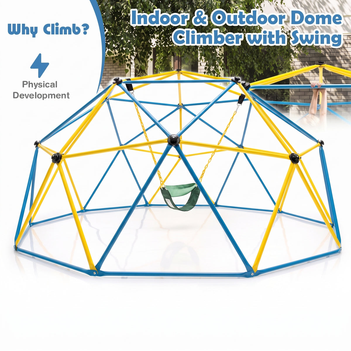 Geometric Dome Climber Climbing Backyard Jungle Gym Swing - angle
