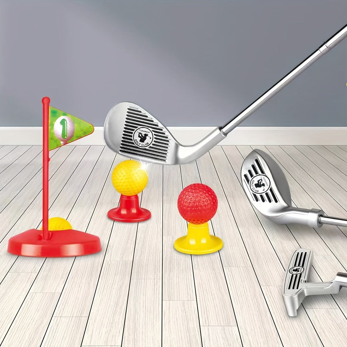 Kids Golf Clubs Toy Set With 3 3 Balls 2 Target Flags And 2 Tees For Childrens - Image 5
