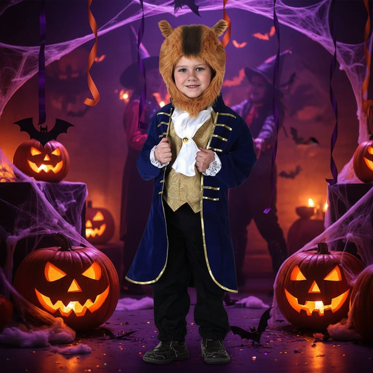 Kids' Halloween Costume Dinosaur Pirate Vampire Animal With Plush Fleece Hood Mittens And Shoe Covers - Image 3