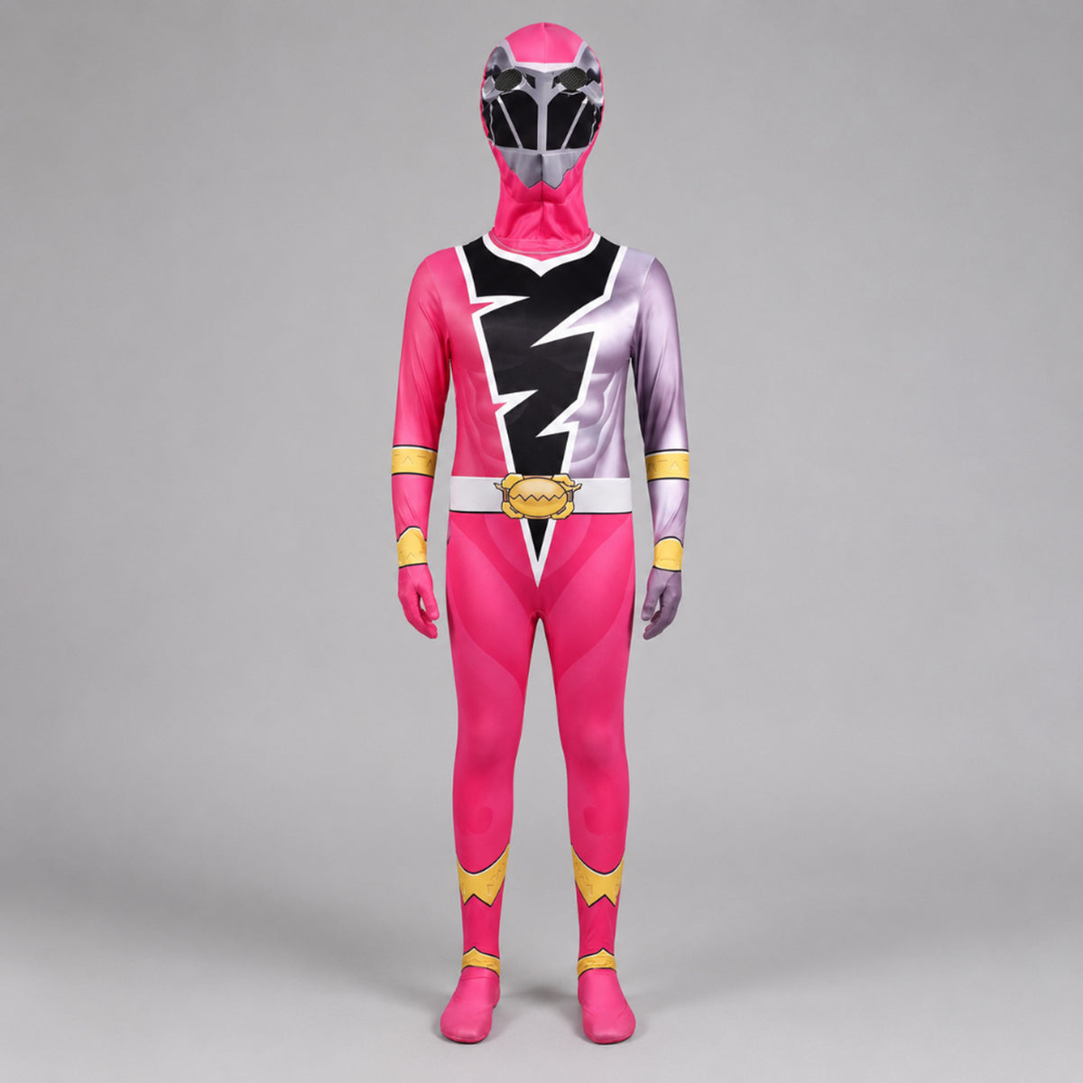 Kids' Halloween Superhero Costume Jumpsuit Dress Up With Lightning Bolt Chest Panel - Image 2