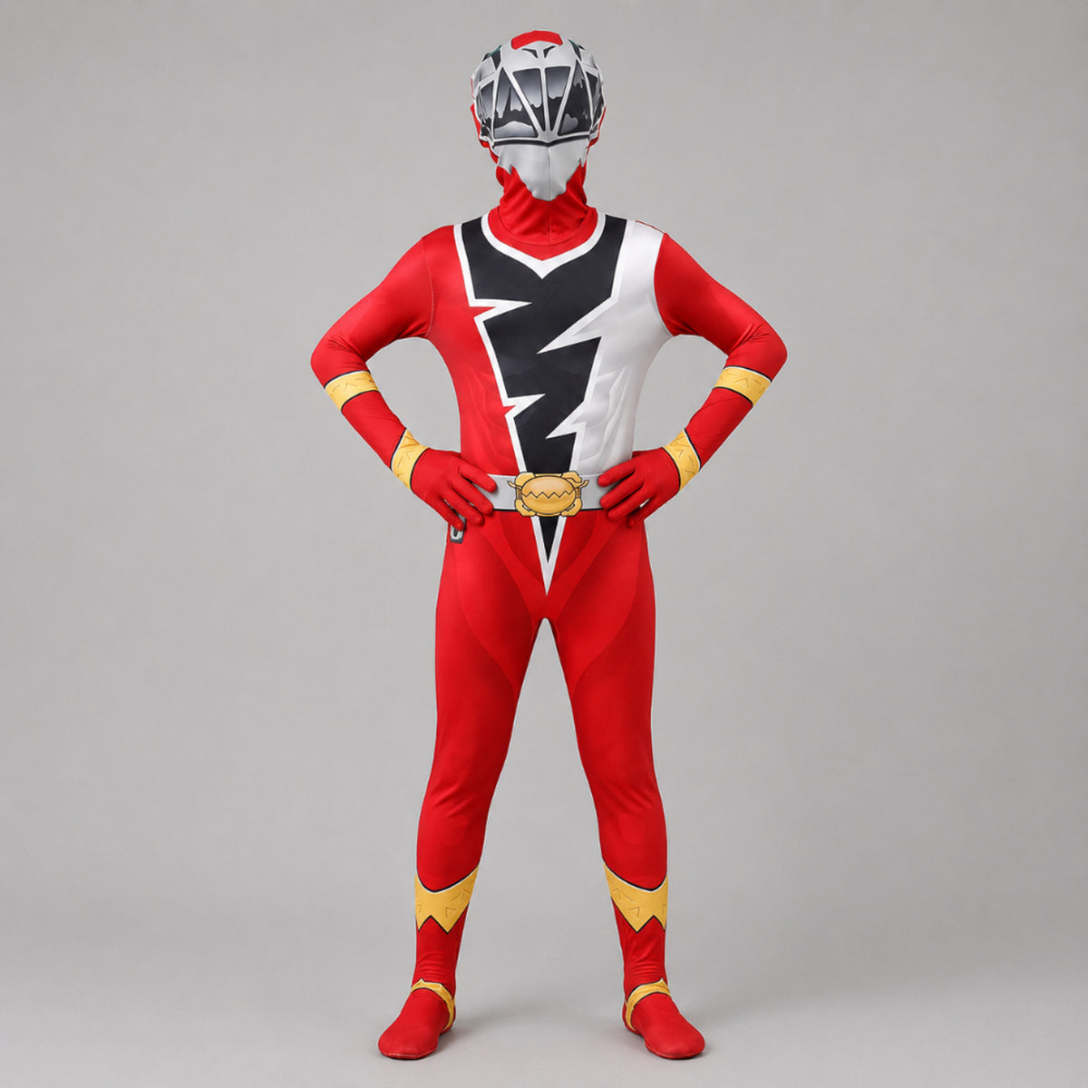 Kids' Halloween Superhero Costume Jumpsuit Dress Up With Lightning Bolt Chest Panel - Image 3