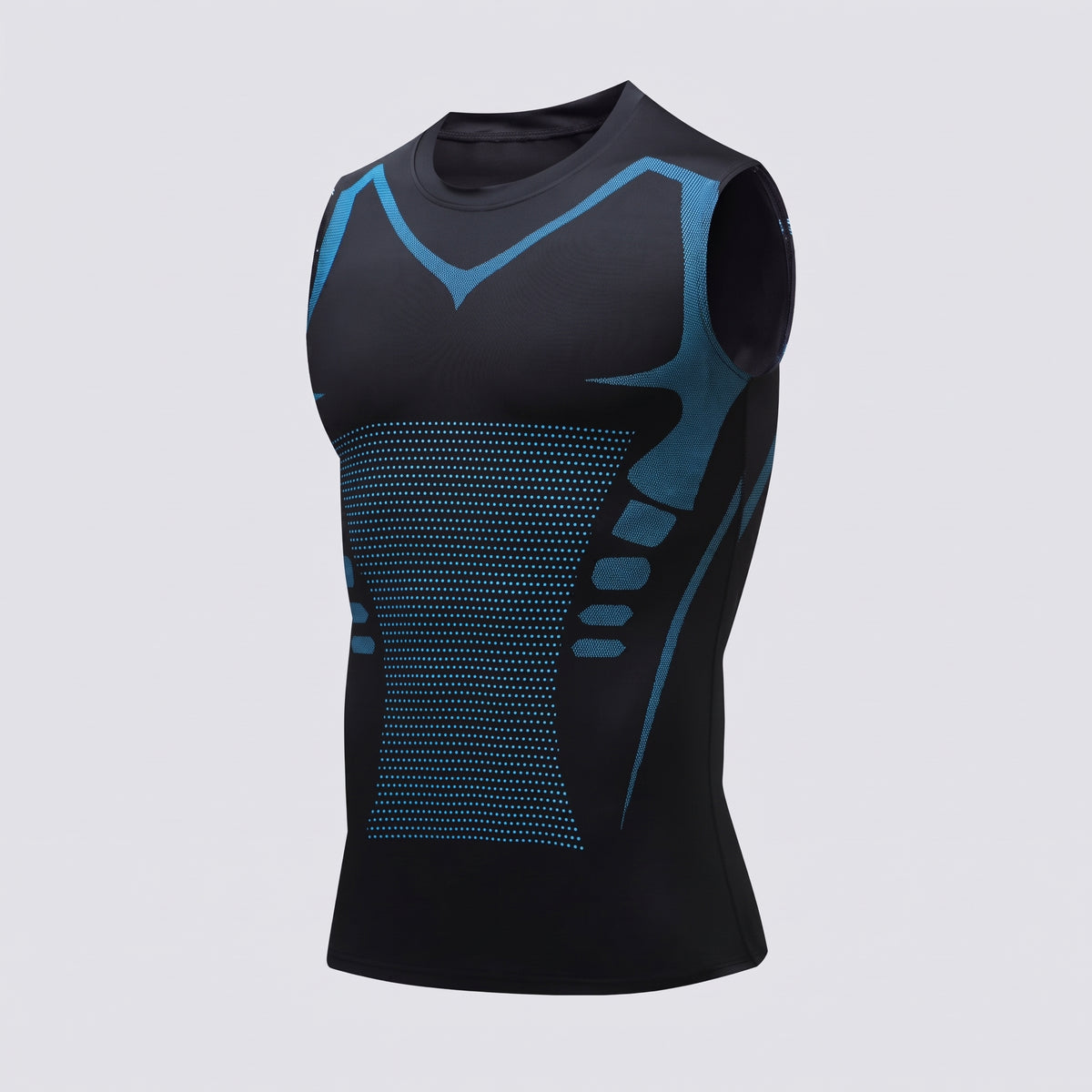 Men's Compression Tank Top Seamless Athletic Shirt With Blue Accents For Posture Support - Image 5