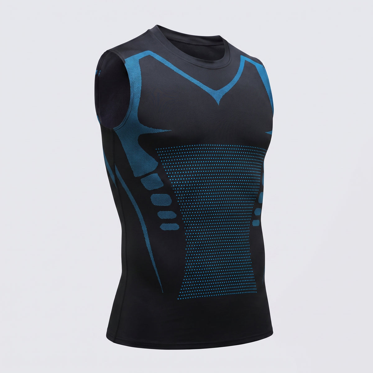Men's Compression Tank Top Seamless Athletic Shirt With Blue Accents For Posture Support - Image 4